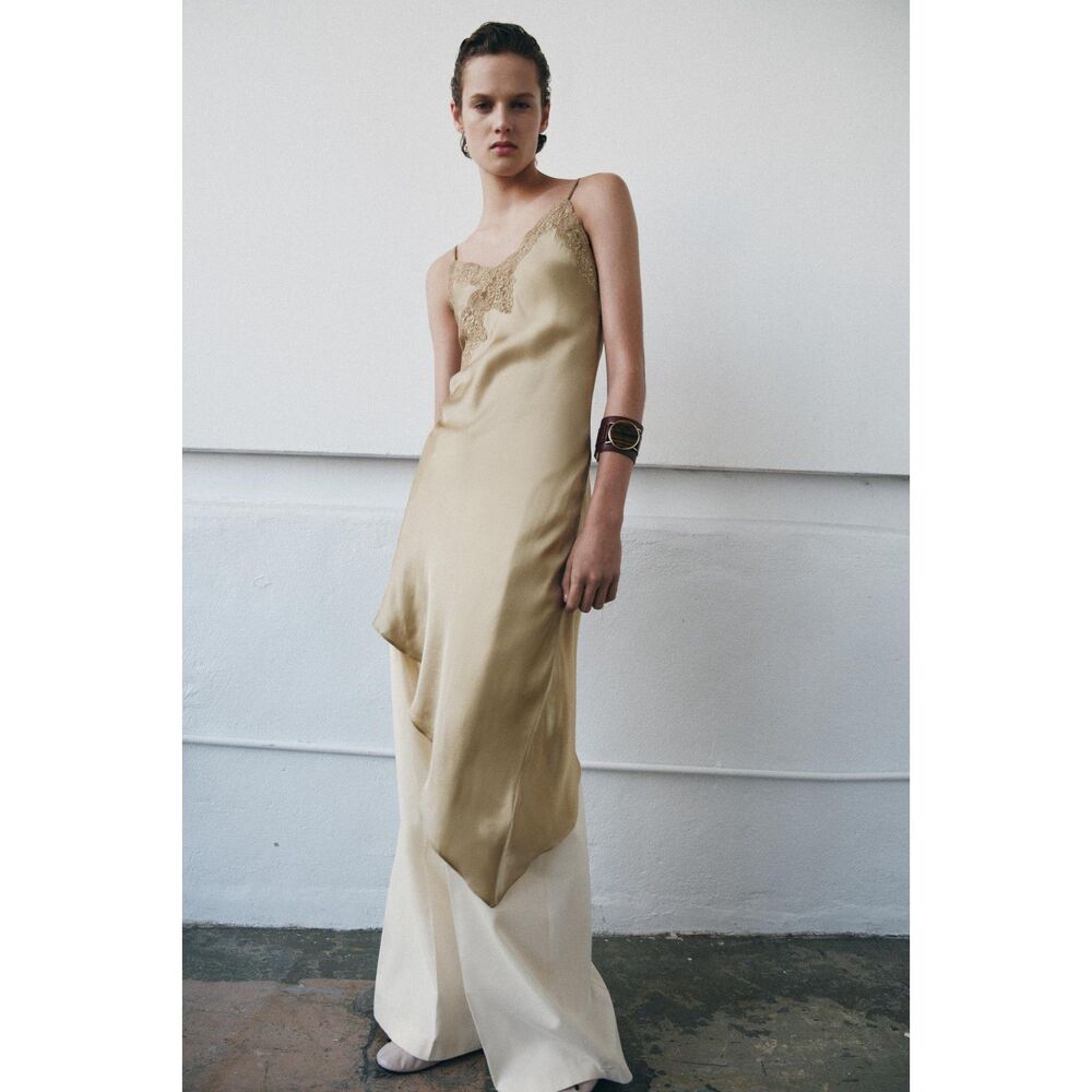 NWT Zara ZW Collection Asymmetric Satin Dress Size XS Rare Sold Out